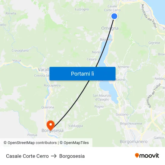 Casale Corte Cerro to Borgosesia map