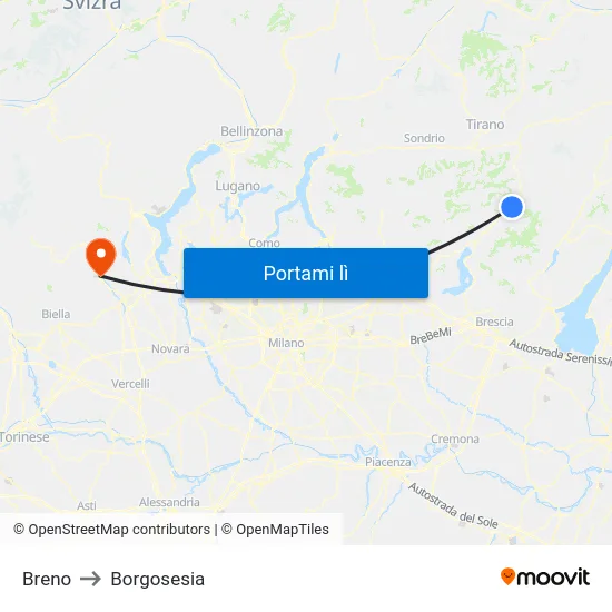 Breno to Borgosesia map