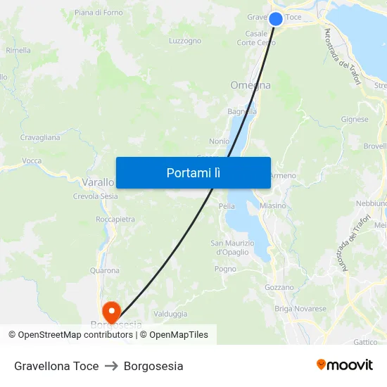 Gravellona Toce to Borgosesia map