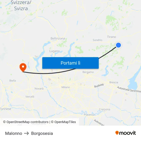 Malonno to Borgosesia map
