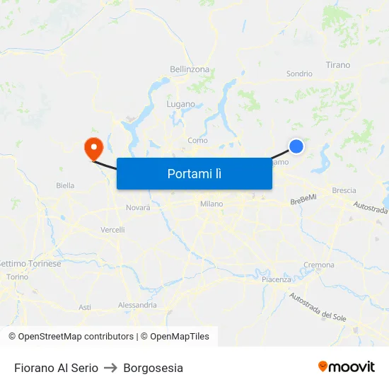 Fiorano Al Serio to Borgosesia map