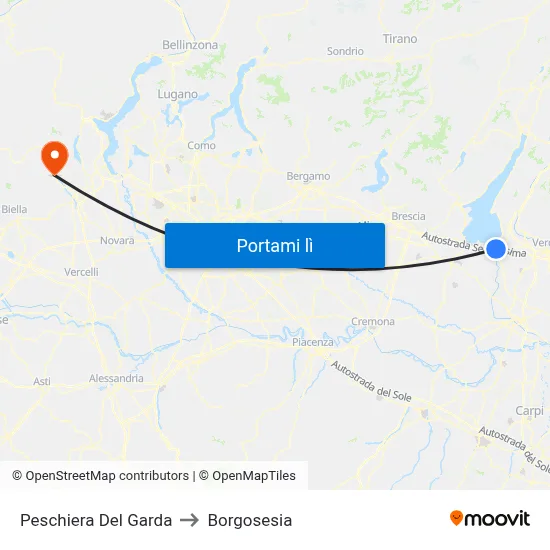 Peschiera Del Garda to Borgosesia map