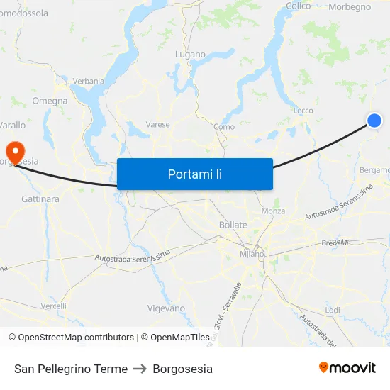 San Pellegrino Terme to Borgosesia map