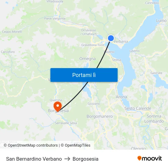 San Bernardino Verbano to Borgosesia map