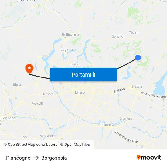 Piancogno to Borgosesia map