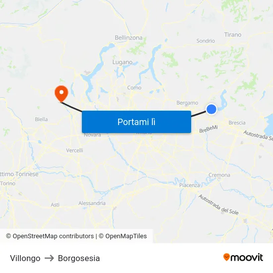 Villongo to Borgosesia map