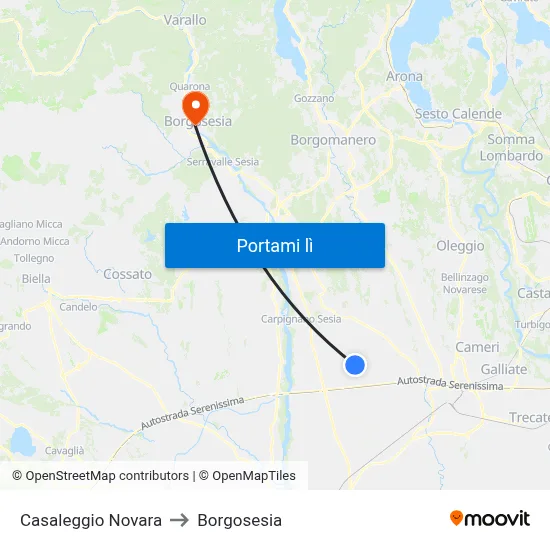 Casaleggio Novara to Borgosesia map