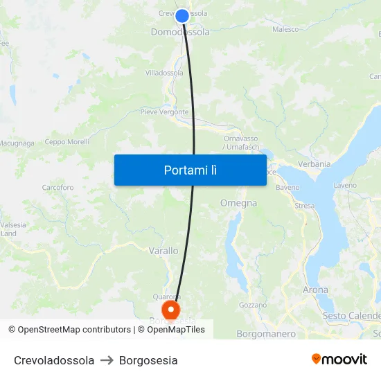 Crevoladossola to Borgosesia map