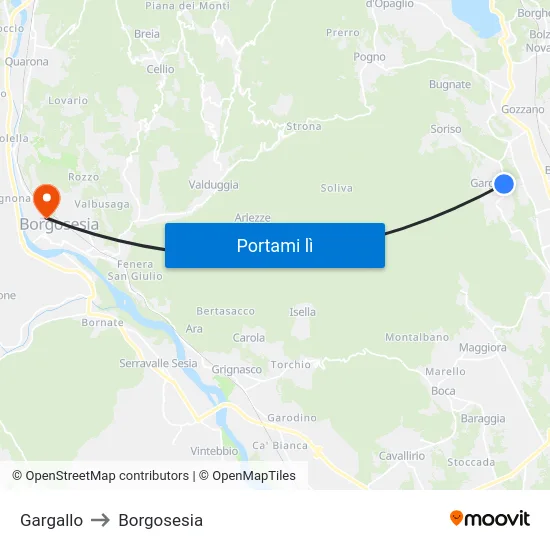 Gargallo to Borgosesia map