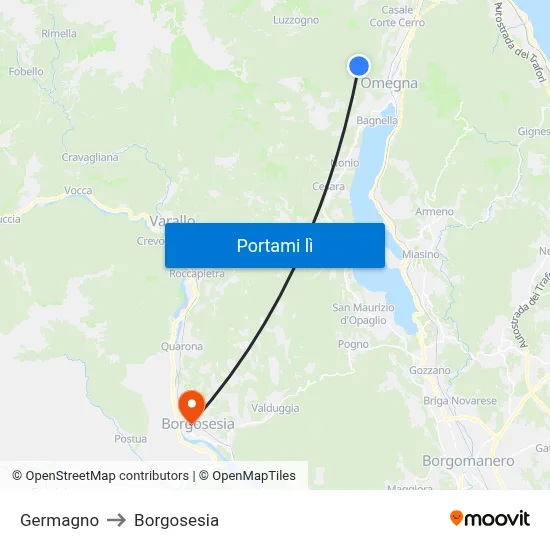Germagno to Borgosesia map