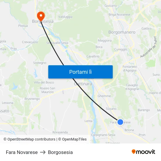 Fara Novarese to Borgosesia map