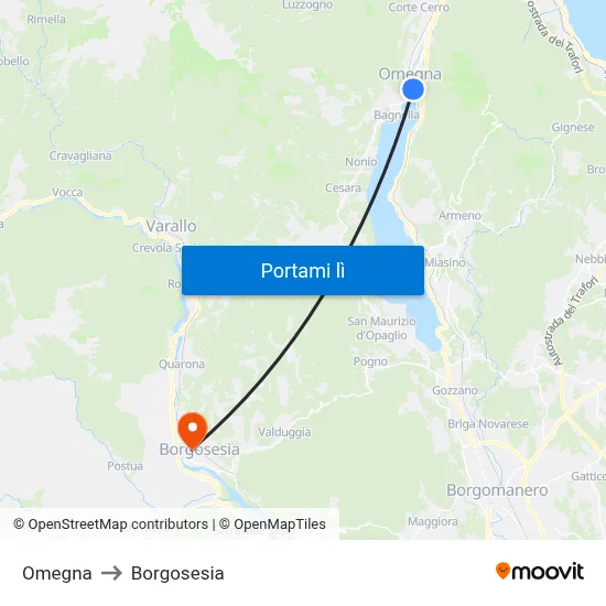 Omegna to Borgosesia map