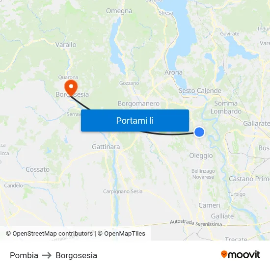 Pombia to Borgosesia map