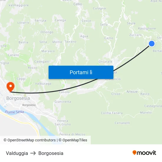 Valduggia to Borgosesia map