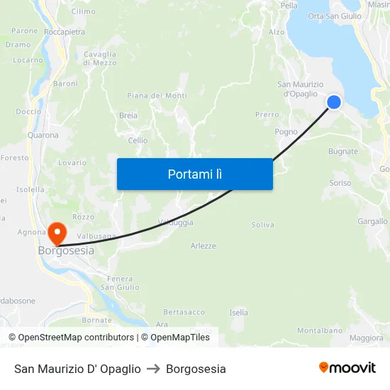 San Maurizio D' Opaglio to Borgosesia map