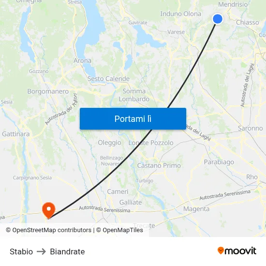 Stabio to Biandrate map