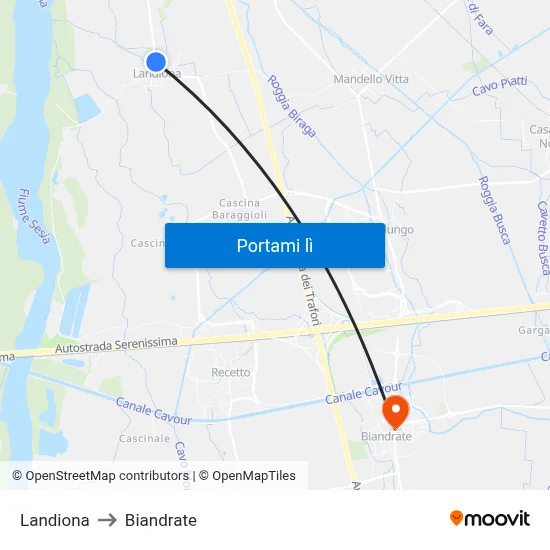 Landiona to Biandrate map