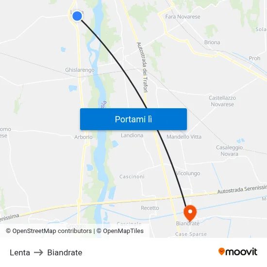 Lenta to Biandrate map