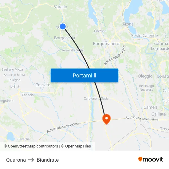 Quarona to Biandrate map