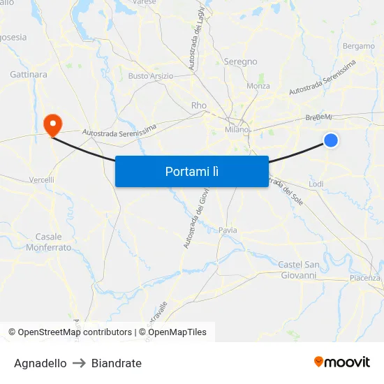 Agnadello to Biandrate map