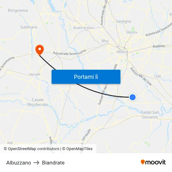 Albuzzano to Biandrate map