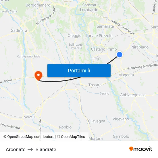 Arconate to Biandrate map