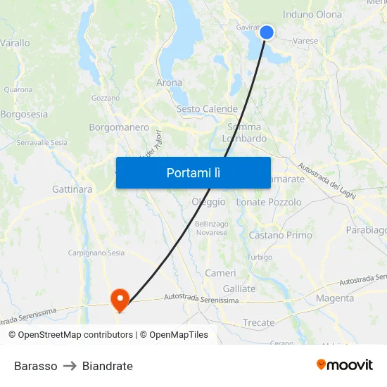 Barasso to Biandrate map