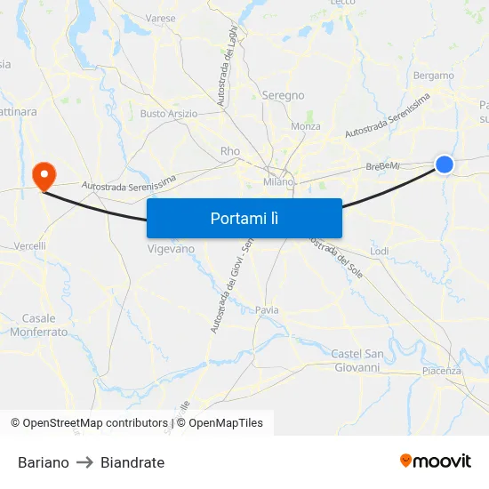 Bariano to Biandrate map