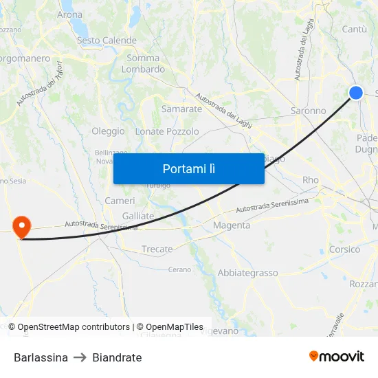 Barlassina to Biandrate map