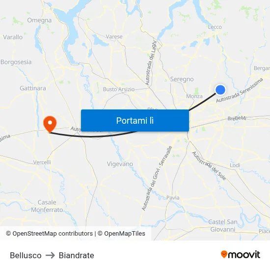 Bellusco to Biandrate map