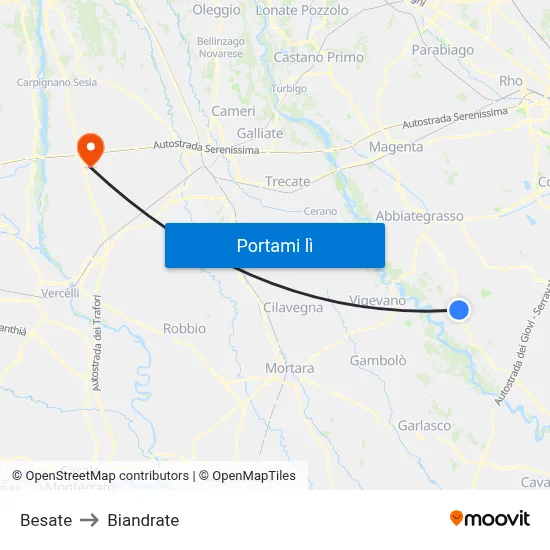 Besate to Biandrate map
