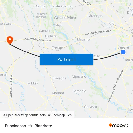 Buccinasco to Biandrate map
