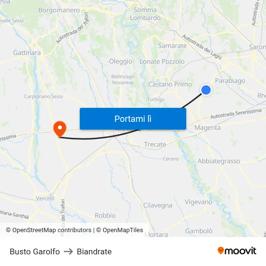 Busto Garolfo to Biandrate map