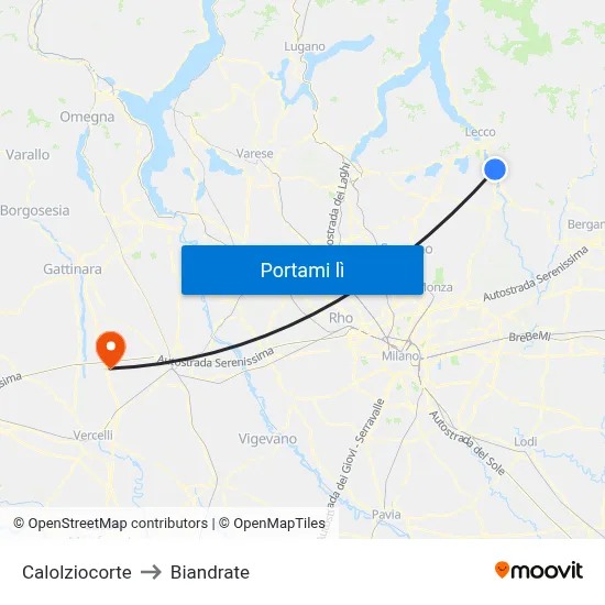 Calolziocorte to Biandrate map