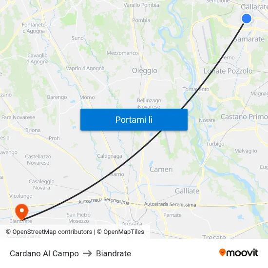 Cardano Al Campo to Biandrate map