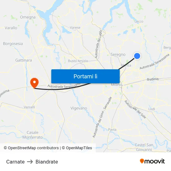 Carnate to Biandrate map