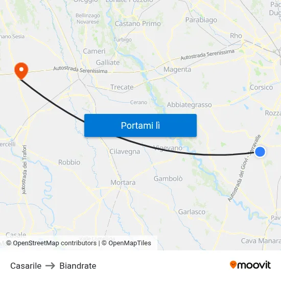 Casarile to Biandrate map