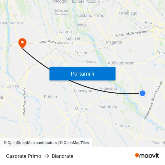 Casorate Primo to Biandrate map