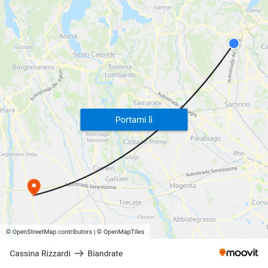 Cassina Rizzardi to Biandrate map
