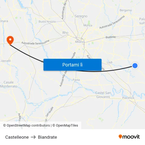 Castelleone to Biandrate map