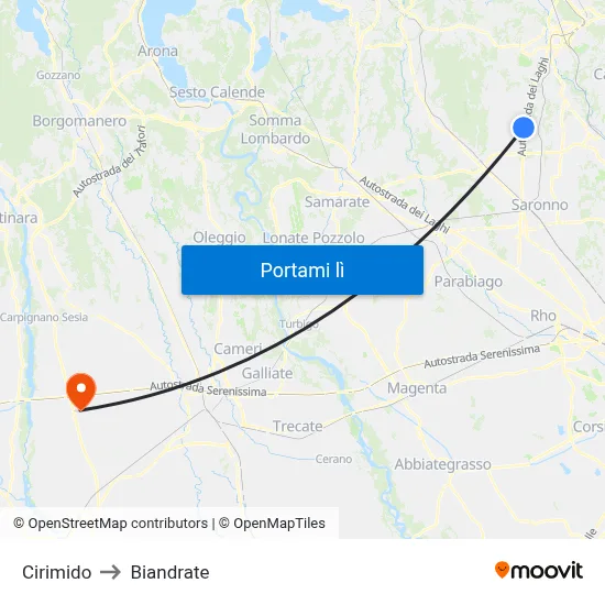 Cirimido to Biandrate map