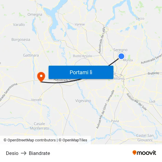 Desio to Biandrate map