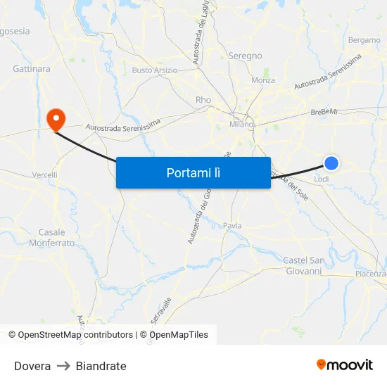 Dovera to Biandrate map