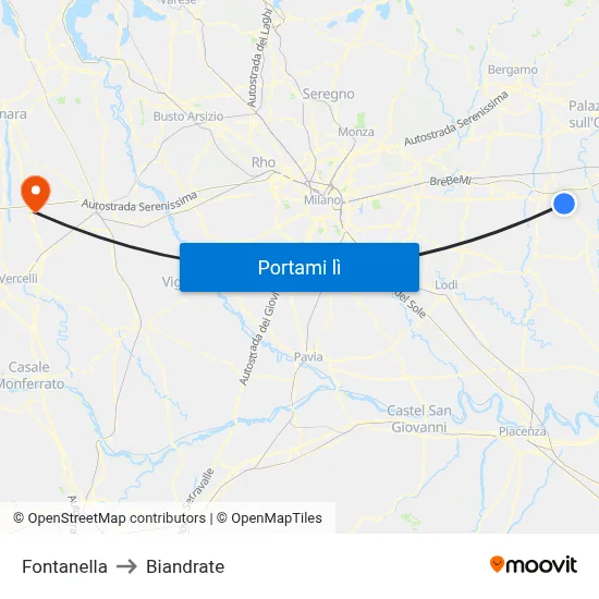 Fontanella to Biandrate map