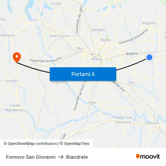 Fornovo San Giovanni to Biandrate map