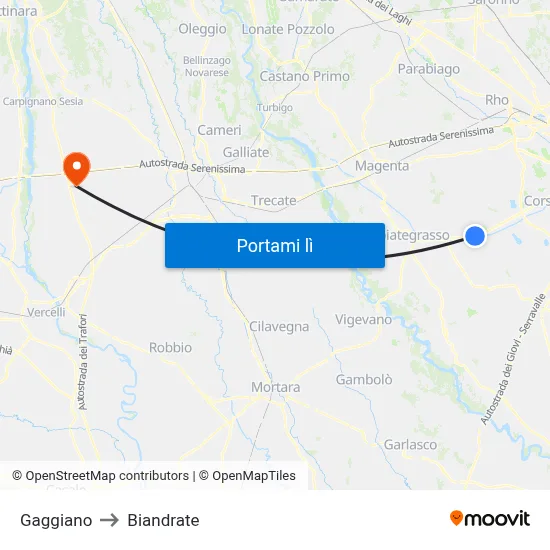 Gaggiano to Biandrate map