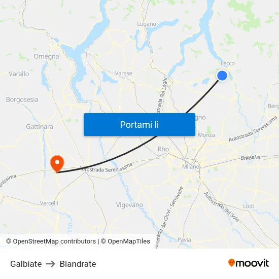 Galbiate to Biandrate map