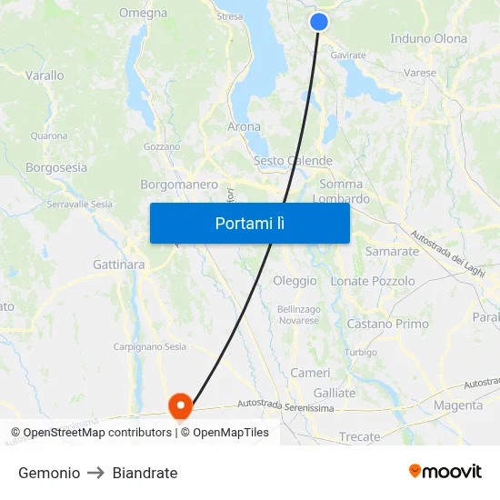 Gemonio to Biandrate map
