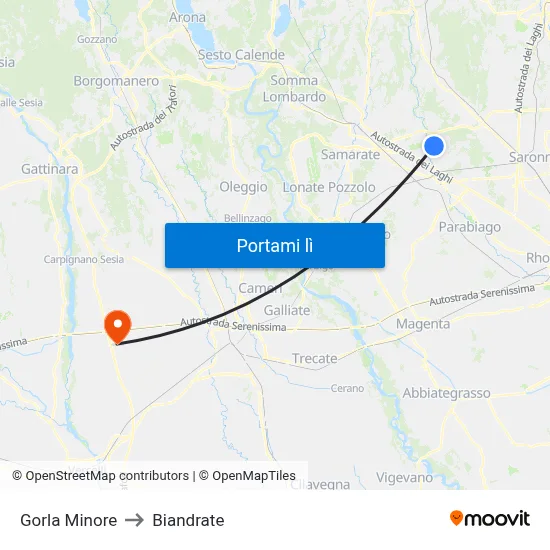 Gorla Minore to Biandrate map