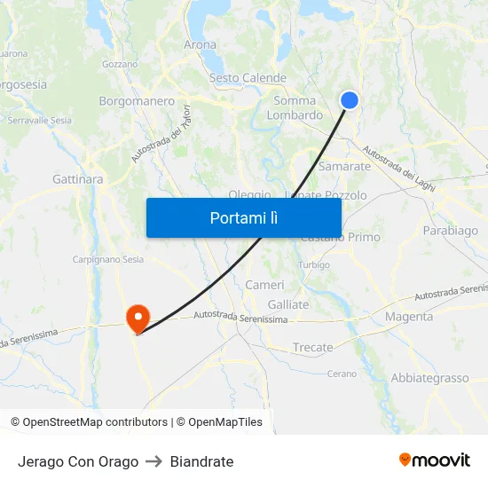 Jerago Con Orago to Biandrate map